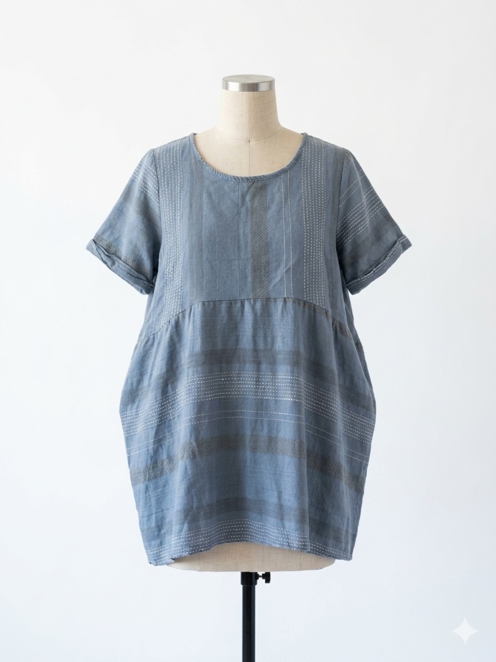 M made in Italy Soft Blue Short-Sleeve Women’s Top